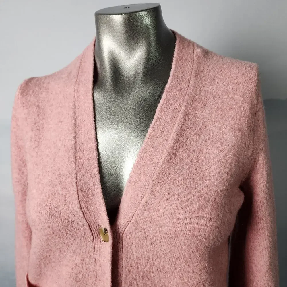 J. Crew Extra-Soft Wool Blend Baby Pink V-Neck Cardigan Sweater | Women's Small